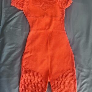 Chic Orange Knit Jumpsuit
